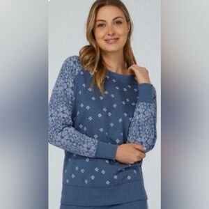 Aerie Distressed Oversized Floral Crew Sweatshirt – Blue, Size S